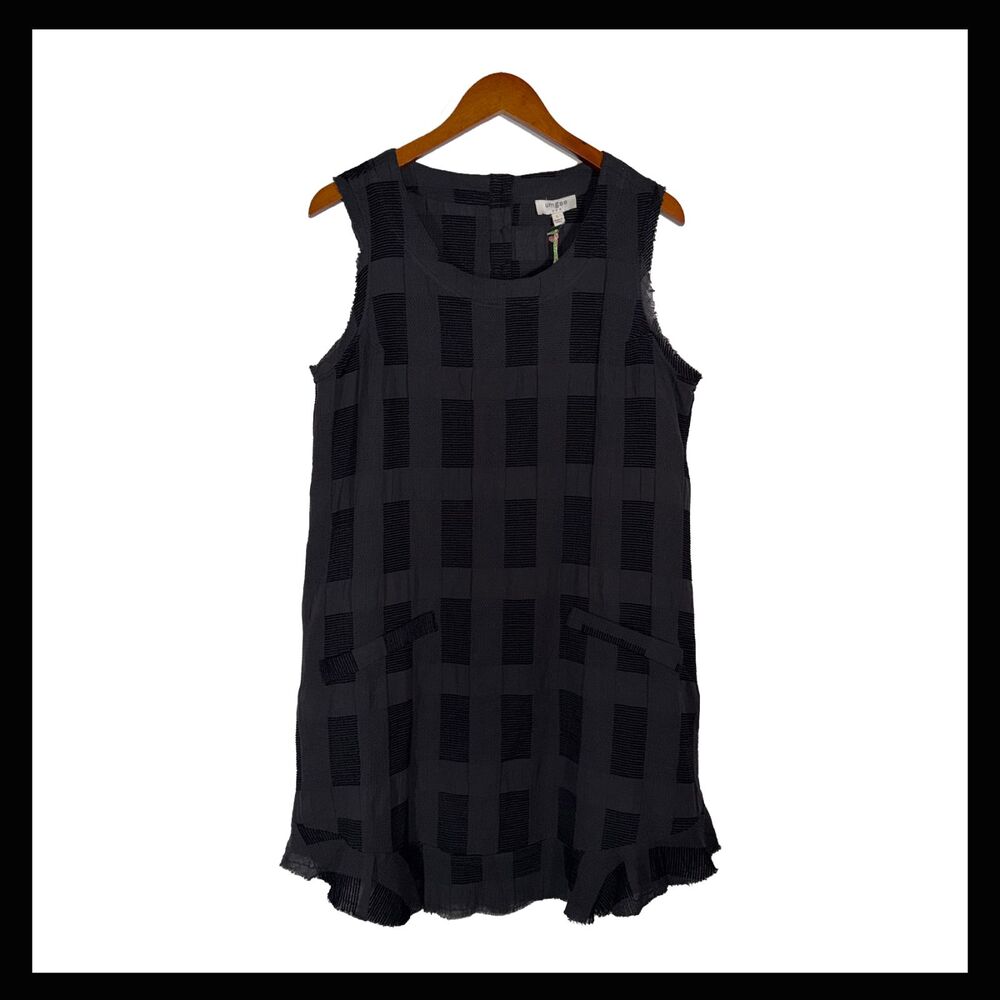 Elegant Black and Gray Checkered Mini Dress
